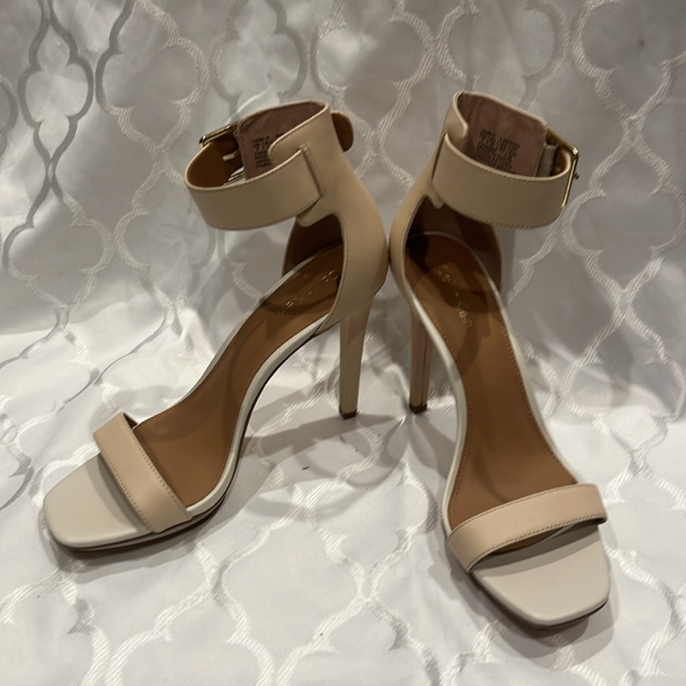 Calvin Klein Women's Cream Tan Colorblock High Heel Sandals